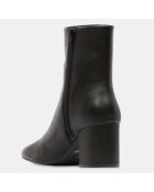 Bottines en Cuir talon détail noires - Talon 7 cm