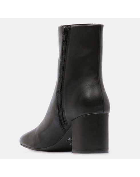 Bottines en Cuir talon détail noires - Talon 7 cm