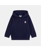 Sweat zippé en Coton à capuche Omarcel bleu marine