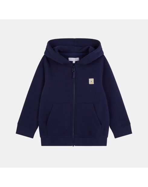 Sweat zippé en Coton à capuche Omarcel bleu marine