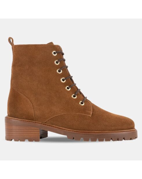 Boots en Velours de Cuir camel