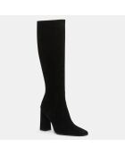 Bottes en Velours de Cuir Tia noires - Talon 10 cm