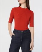 Pull ajusté en Maille fine côtelée Bya rouge foncé