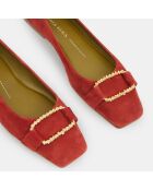 Ballerines en Velours de Cuir Erminia rouges