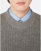 Pull en Laine & Cachemire Poterond col rond gris clair