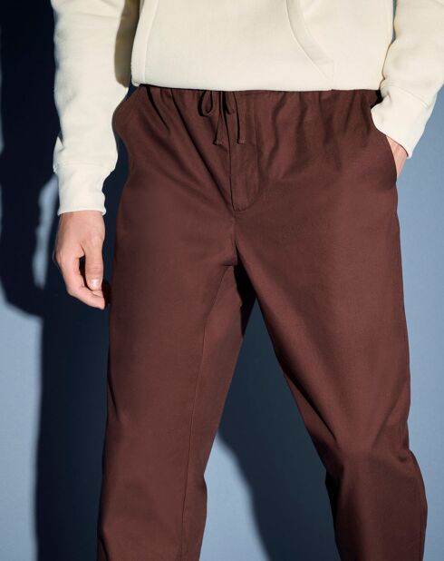 Pantalon chino jogging en Coton Nujog marron foncé