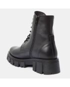 Boots en Cuir à lacets semelle épaisse noires - Talon 4,5 cm