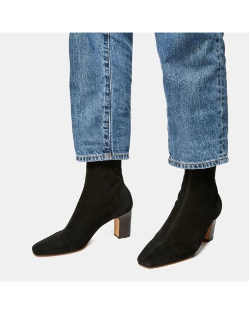 Bottines en Velours de Cuir Jyll noires - Talon 6.5 cm