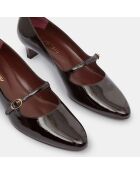 Ballerines en Cuir verni marron foncé