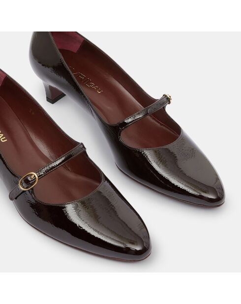 Ballerines en Cuir verni marron foncé