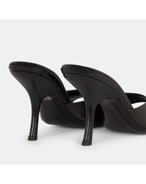 HLS Pantoletten aus Leder, schwarz, 8 cm Absatz