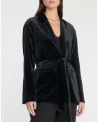 Veste blazer en Velours lisse noire