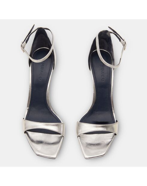 Silberne Ledersandalen mit hohem Absatz - 10 cm Absatz