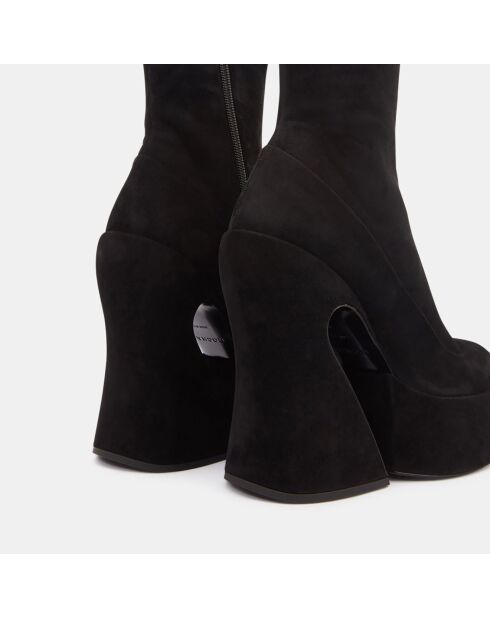 Bottines en Velours de Cuir Vicky noires - Talon 13.5 cm