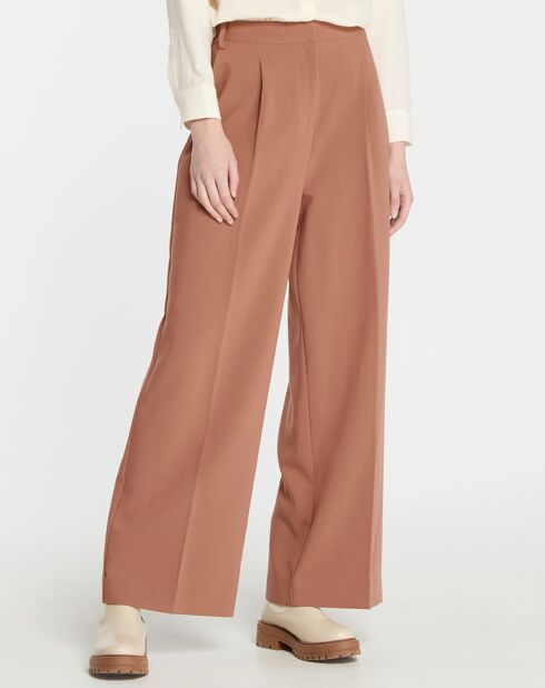 Pantalon large Romeo à ceinture élastiquée marron moyen