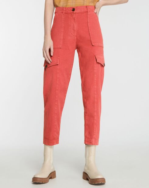 Pantalon cargo en Twill de Coton recyclé Robin rouge foncé