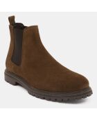 Chelsea boots semelle crantée marron taupe