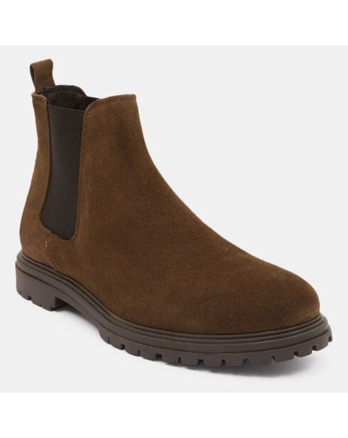 Chelsea boots semelle crantée marron taupe