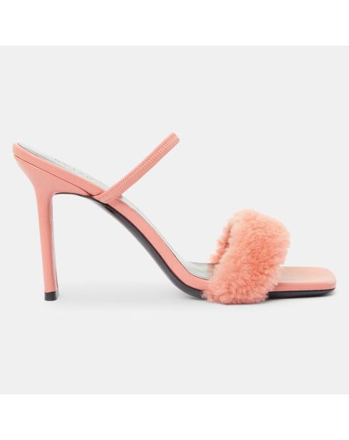 Rosafarbene Ada Lederpantolette mit 10,5 cm Absatz