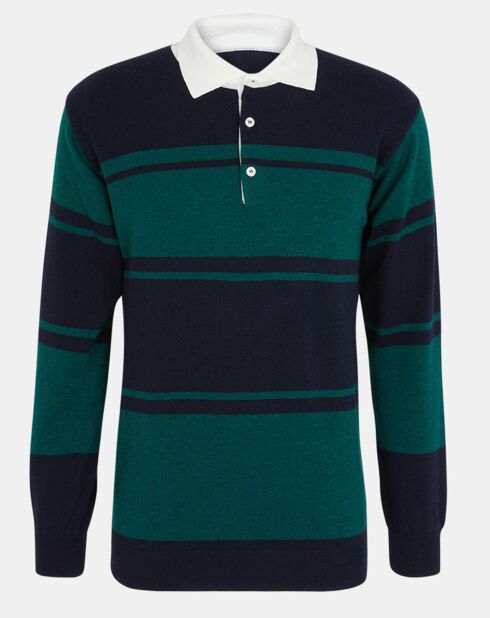 Sweat polo en Maille mélangée Dolonit rayé bleu/vert