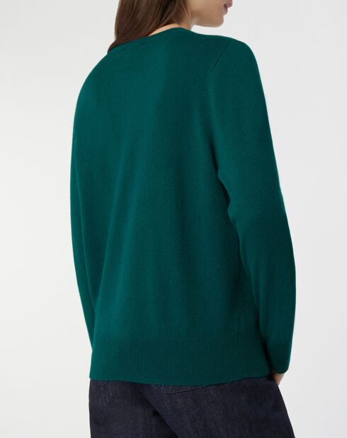 Pull 100% Cachemire Zabri col rond vert foncé