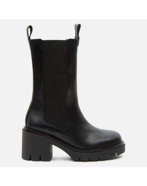 Chelsea Boots en Cuir Mid noires - Talon 8 cm