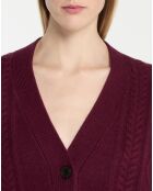 Cardigan en Laine & Cachemire Fabiola T col V bordeaux