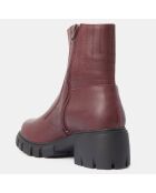 Boots en Cuir matelassées rouge bordeaux - Talon 5,5 cm