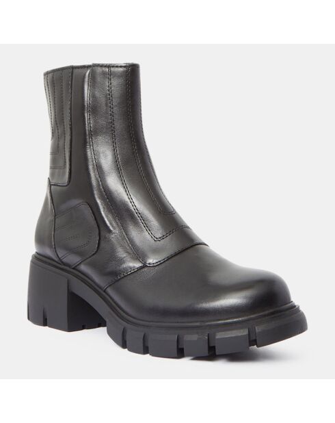 Boots en Cuir matelassées noires - Talon 5,5 cm