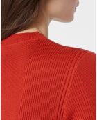 Pull ajusté en Maille fine côtelée Bya rouge foncé