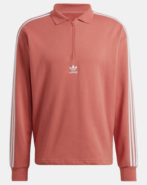 Polo droit zippé brique