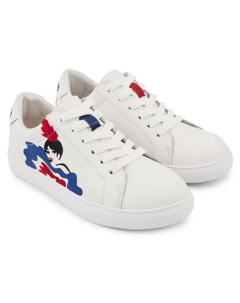 Baskets en Cuir Simone Moulin Rouge blanc/bleu/rouge