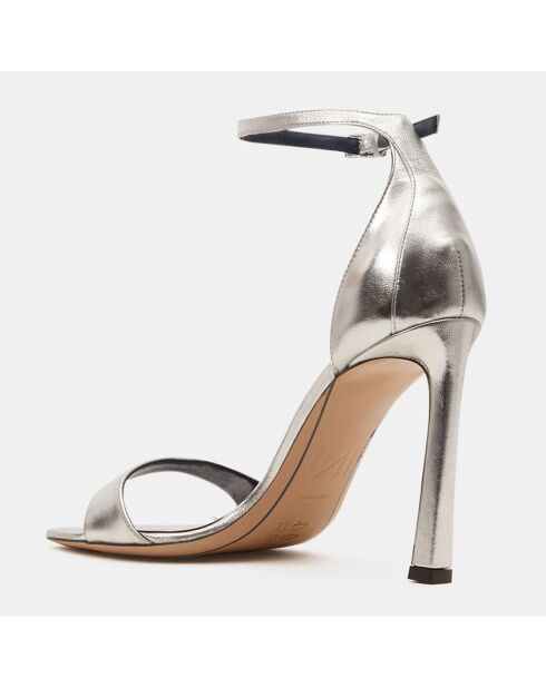 Silberne Ledersandalen mit hohem Absatz - 10 cm Absatz