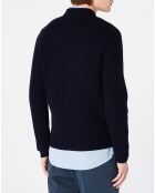 Pull en Laine & Cachemire Poterond col rond bleu marine