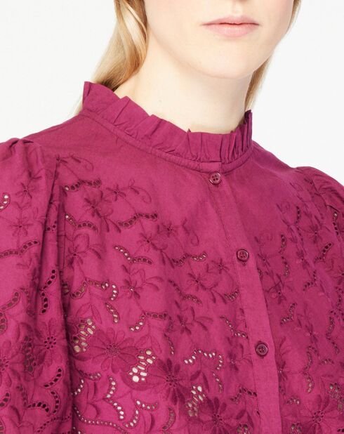 Chemise Broderies rose