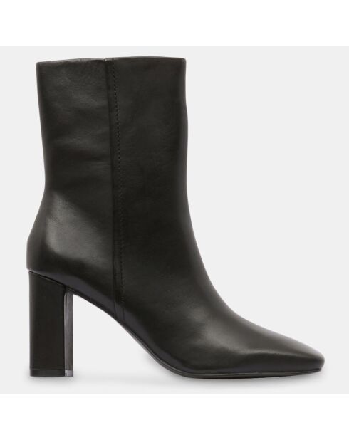 Bottines en Cuir talon bout carré noires - Talon 7 cm