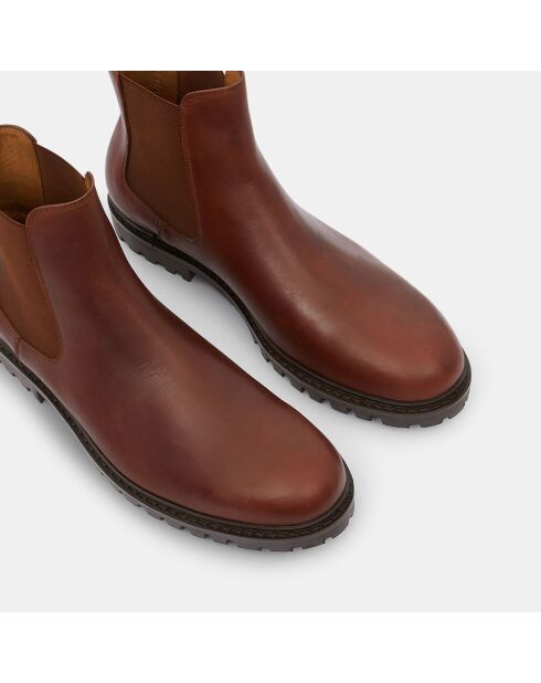 Chelsea boots en Cuir Elba marron foncé