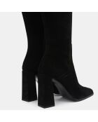 Bottes en Velours de Cuir Tia noires - Talon 10 cm