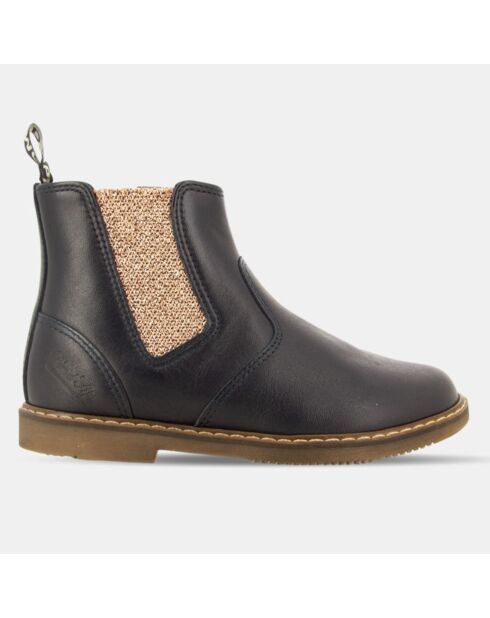 Bottines en Cuir façon chelsea City Jodzip bleu marine