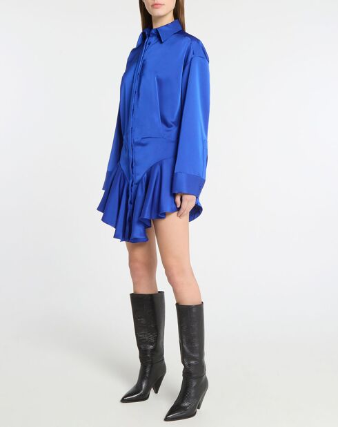 Robe satinée Candice bleu électrique