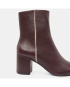 Bottines en Cuir talon détail rouge bordeaux - Talon 7 cm