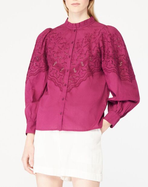 Chemise Broderies rose