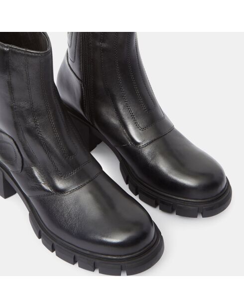 Boots en Cuir matelassées noires - Talon 5,5 cm