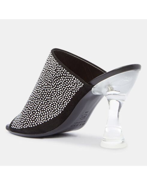 Sabot Luz in pelle e strass neri in velluto - tacco 10 cm