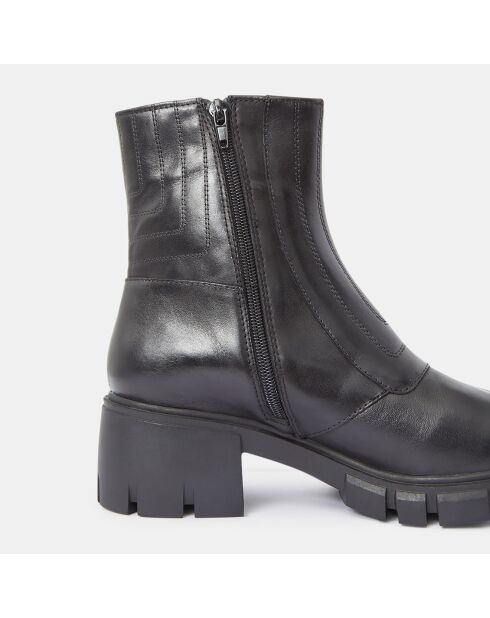 Boots en Cuir matelassées noires - Talon 5,5 cm