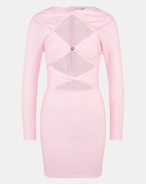 Lichtroze uitgesneden jerseyjurk