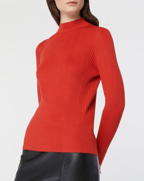 Pull en Maille stretch de fibres Ecovero® Bya rouge foncé