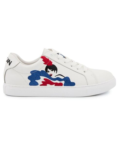 Baskets en Cuir Simone Moulin Rouge blanc/bleu/rouge