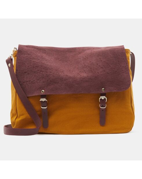 Borsa a tracolla Maxi Maths Bordeaux reversibile in pelle 24x35x9 cm