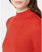 Pull en Maille stretch de fibres Ecovero® Bya rouge foncé